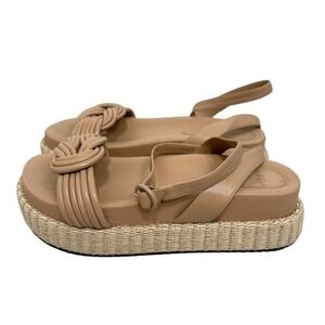 Alexandre Birman Nude Leather Platform Espadrille Sandals Womens Size 41 Strappy